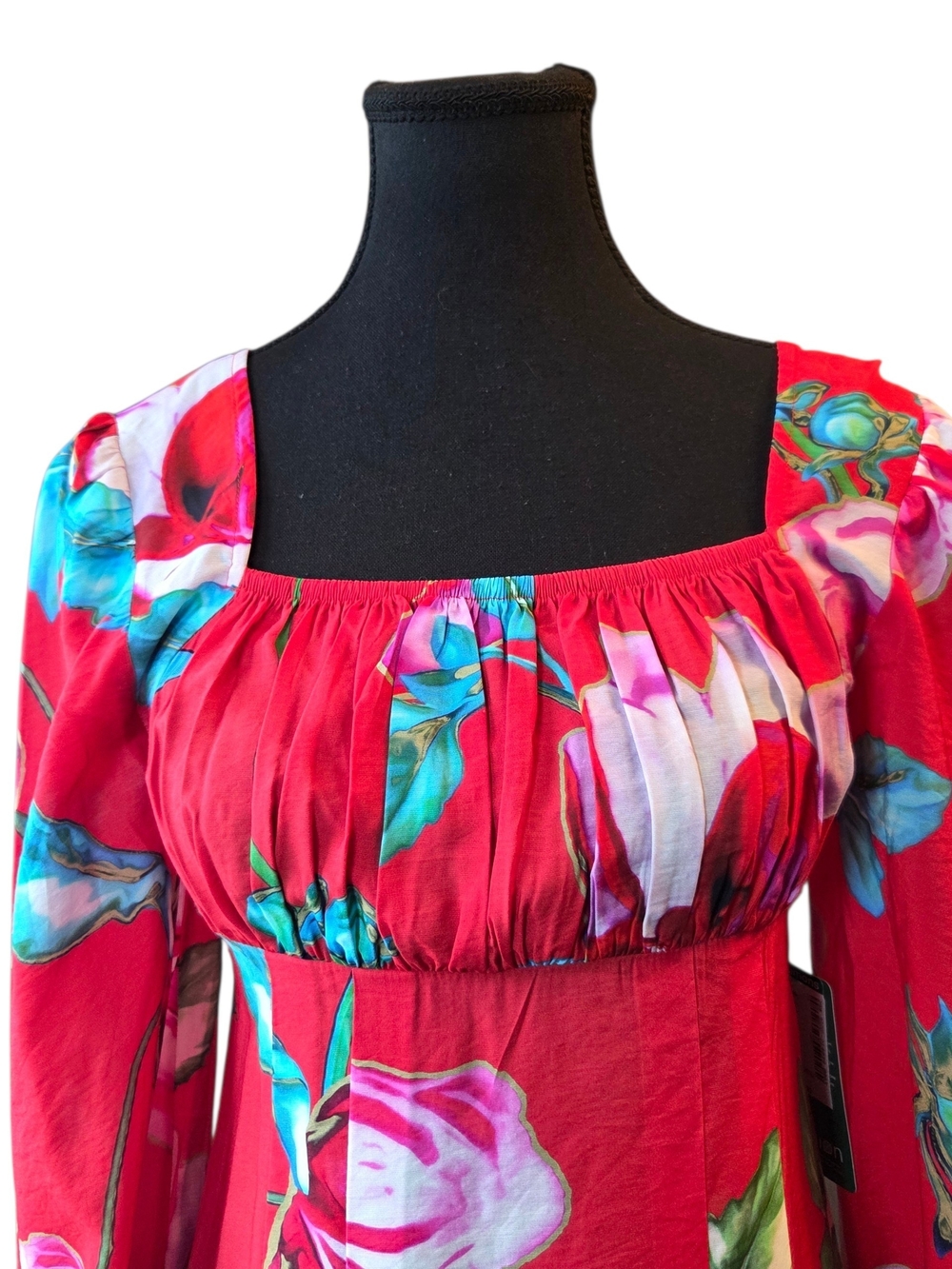 Icone Floral Red Maxi Dress with Long Sleeves Size Small - Picture 4 of 7